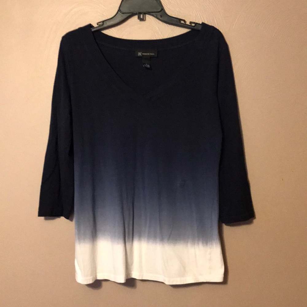 INC 3/4 sleeve cotton v neck large